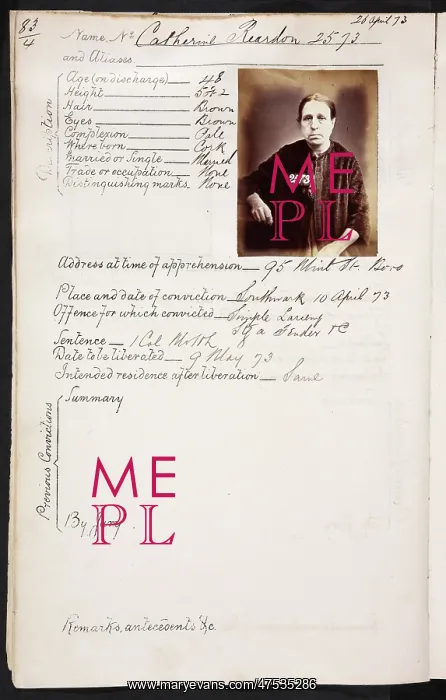 : Prisoner mug shot 1873 : Prisoner mug shot 1873