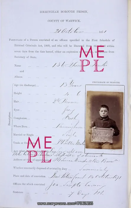 : Prisoner mug shot 1873 : Prisoner mug shot 1873
