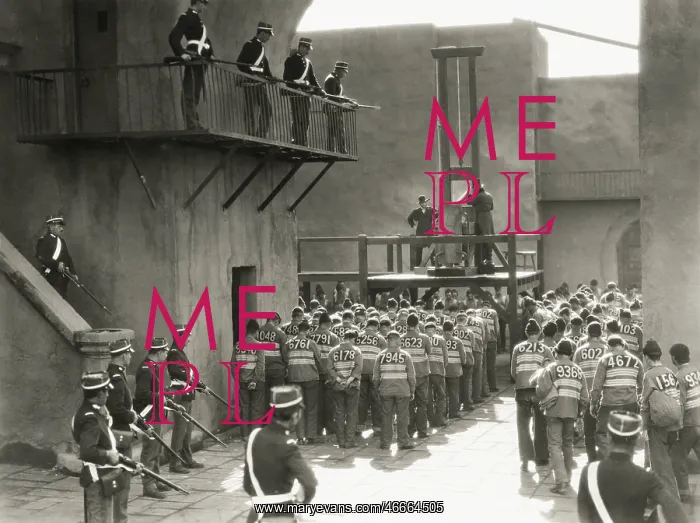 : Prisoners prepare for execution by guillotine - : Prisoners prepare for execution by guillotine -