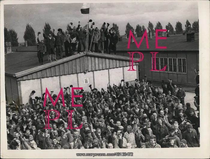 : Prisons. May 05, 1945 - Prisoners cheer as Dachau horror camp is liberated : Prisons. May 05, 1945 - Prisoners cheer as Dachau horror camp is liberated