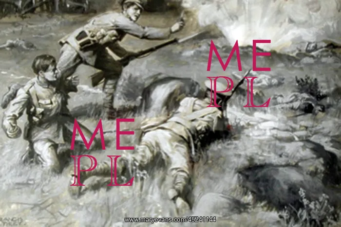 : Private R Biggins attacking a crater at Hooge : Private R Biggins attacking a crater at Hooge