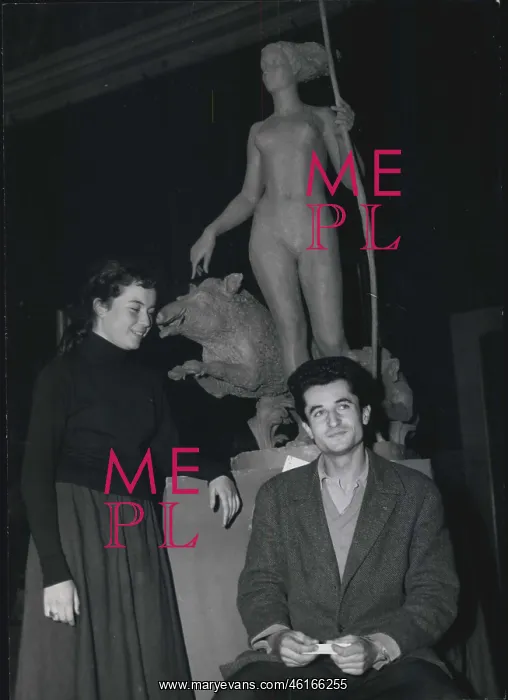 : Prix de Rome sculptor Rigot with sculpture and model : Prix de Rome sculptor Rigot with sculpture and model