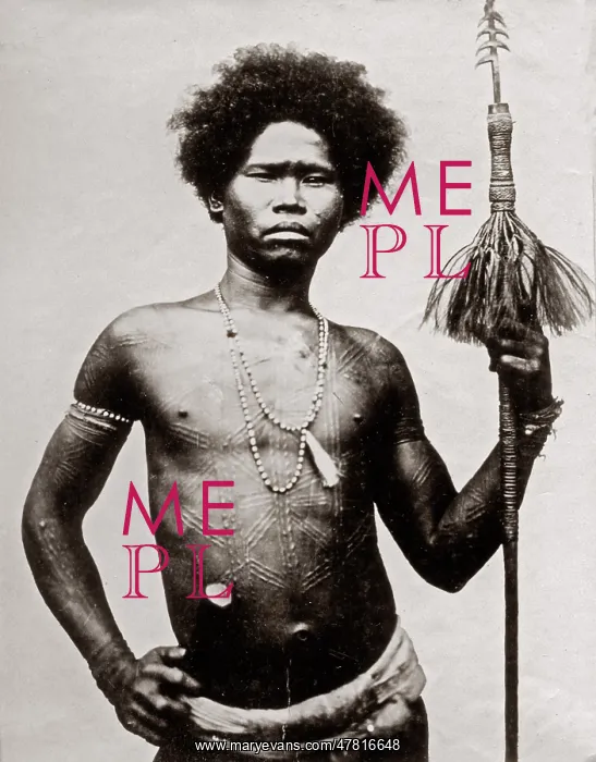 : Probably the Philippines - man ritual scarring and spear : Probably the Philippines - man ritual scarring and spear