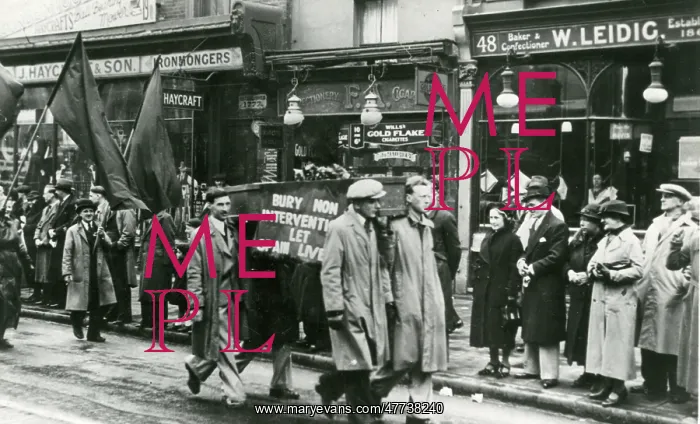 : Procession in Aldgate during Spanish Civil War : Procession in Aldgate during Spanish Civil War