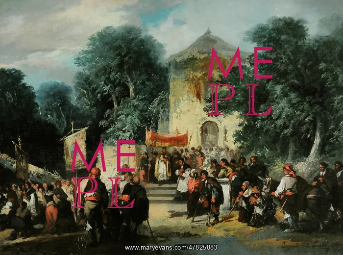 : Procession at the Hermitage, 1861 by Eugenio Lucas Velazquez : Procession at the Hermitage, 1861 by Eugenio Lucas Velazquez