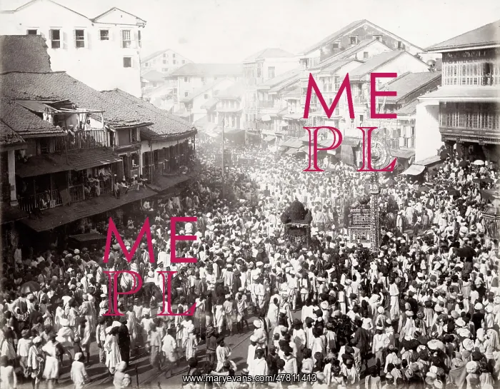 : Procession, large crowd, Bombay, Mumbai, India : Procession, large crowd, Bombay, Mumbai, India