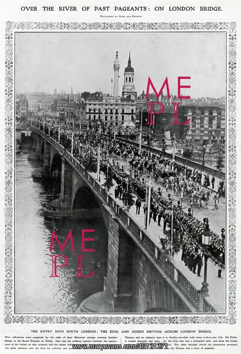 : Procession over London Bridge, day after Coronation : Procession over London Bridge, day after Coronation