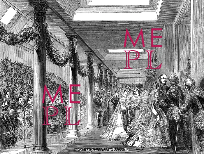 : The procession of the royal wedding party, 1858 : The procession of the royal wedding party, 1858