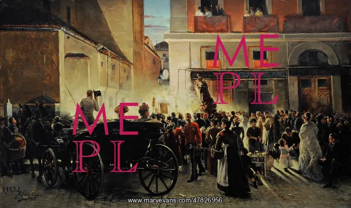: Procession of Saint Anthony in Madrid, 1893, by Carpio : Procession of Saint Anthony in Madrid, 1893, by Carpio