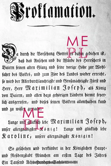 : Proclamation of the establishment of the Kingdom of Bavaria : Proclamation of the establishment of the Kingdom of Bavaria
