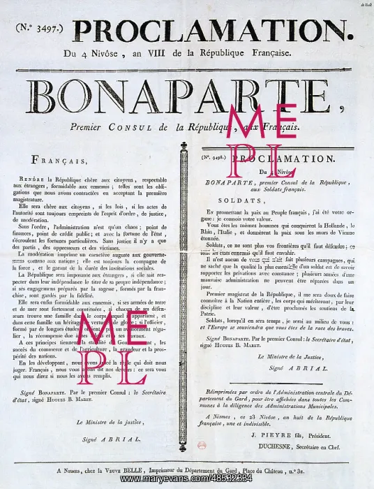  : Proclamation of Napoleon as 1st Consul, 19th century