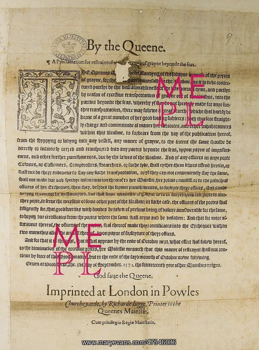 : Proclamation of Queen Elizabeth I in 1572 : Proclamation of Queen Elizabeth I in 1572