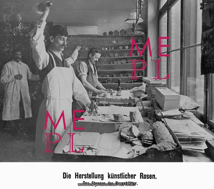 : Production of artificial roses, 1907 : Production of artificial roses, 1907