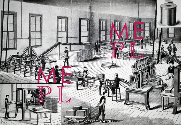 : Production line for making tin cans from flat : Production line for making tin cans from flat