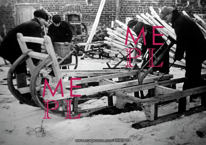 : Production of sledges on the Eastern Front, 1941 : Production of sledges on the Eastern Front, 1941