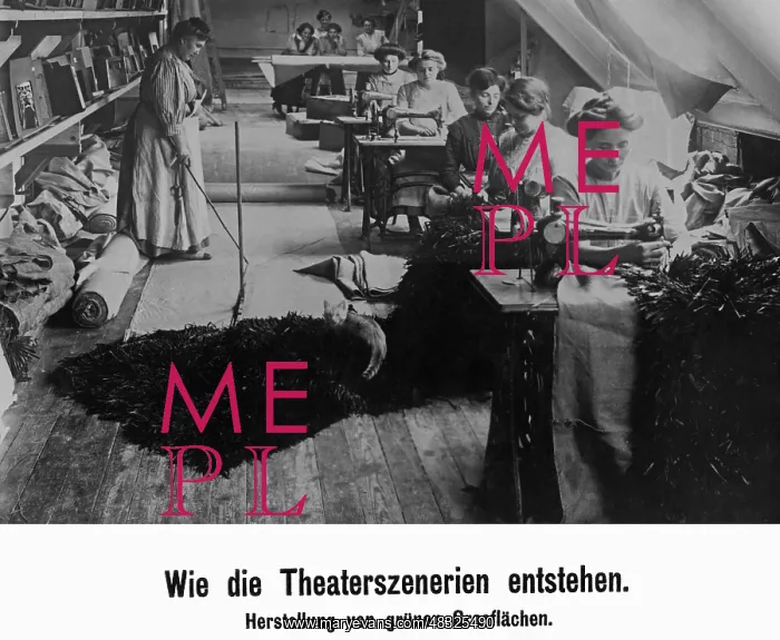 : Production of theatre backdrops, 1912 : Production of theatre backdrops, 1912