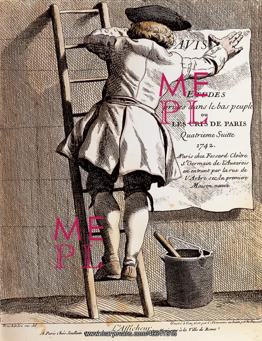 : professions, billposter, etching by Etienne Fessard : professions, billposter, etching by Etienne Fessard