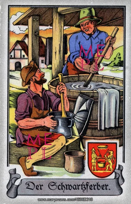 : professions, black dyer, circa 1575, colour print : professions, black dyer, circa 1575, colour print