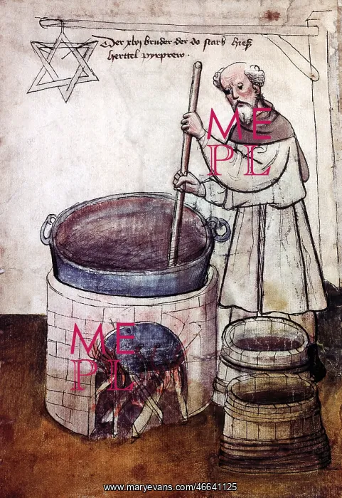 : professions, brewer, monk brewing beer, miniature : professions, brewer, monk brewing beer, miniature