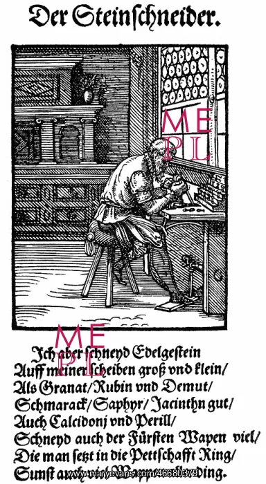 : professions, cameo cutter, woodcut, from Staendebuch : professions, cameo cutter, woodcut, from Staendebuch