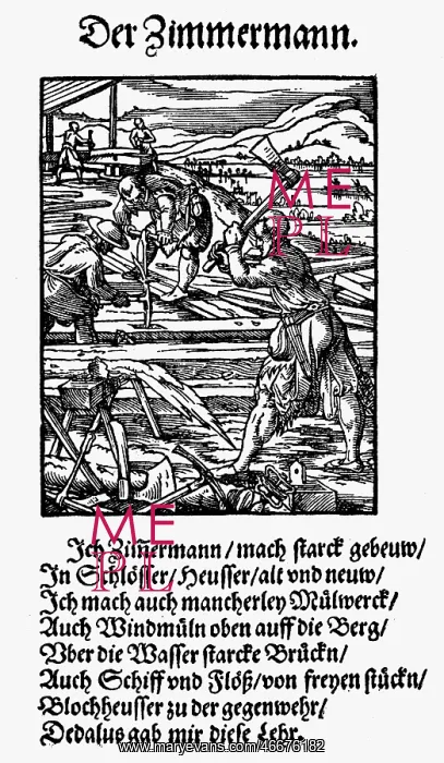 : professions, carpenter, woodcut, Staendebuch : professions, carpenter, woodcut, Staendebuch