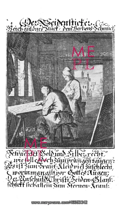 : professions, embroider, copper engraving from : professions, embroider, copper engraving from
