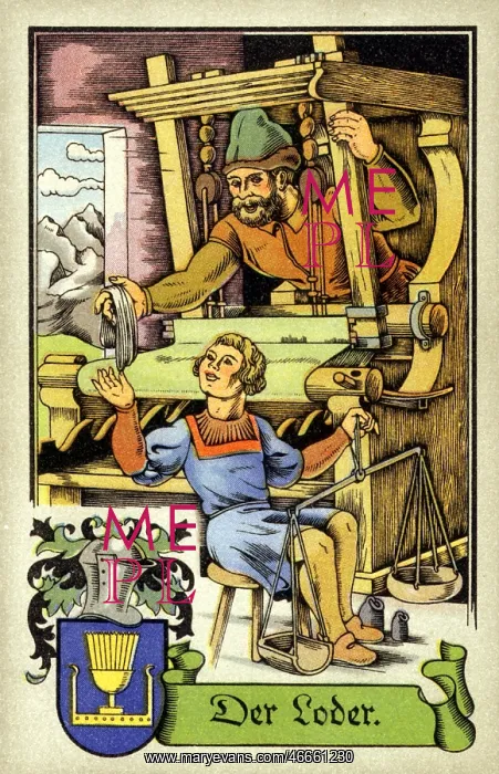 : professions, Loden weaver, circa 1575, colour : professions, Loden weaver, circa 1575, colour