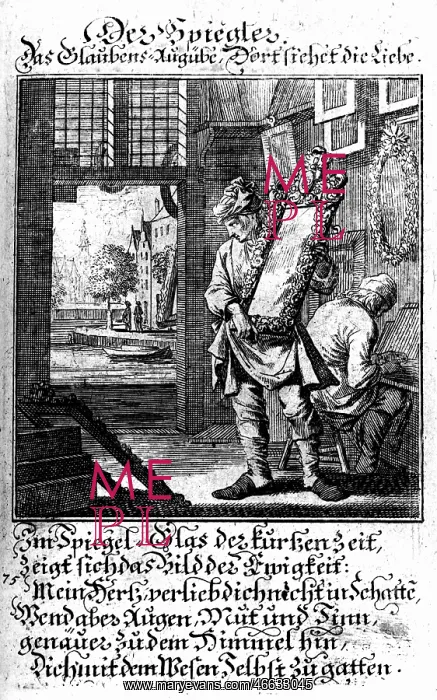 : professions, mirror maker, copper engraving from : professions, mirror maker, copper engraving from