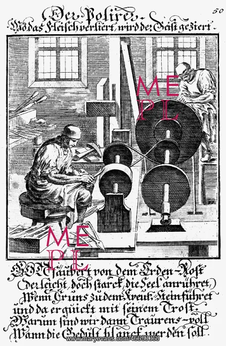 : professions, polisher, copper engraving from : professions, polisher, copper engraving from