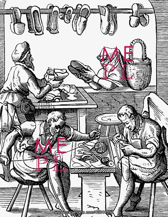 : professions, shoemaker, woodcut, Staendebuch : professions, shoemaker, woodcut, Staendebuch
