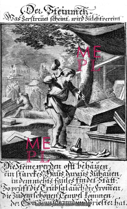 : professions, stonemason, copper engraving from : professions, stonemason, copper engraving from