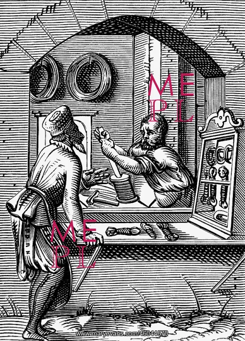 : professions, wire drawer, woodcut, Staendebuch : professions, wire drawer, woodcut, Staendebuch