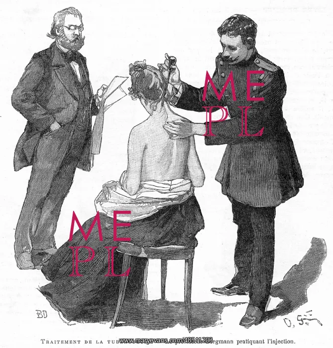 : Professor Bergmann injecting a tubercular patient : Professor Bergmann injecting a tubercular patient