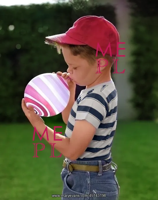 : Profile of Boy in Baseball Cap and Striped T-Shirt : Profile of Boy in Baseball Cap and Striped T-Shirt