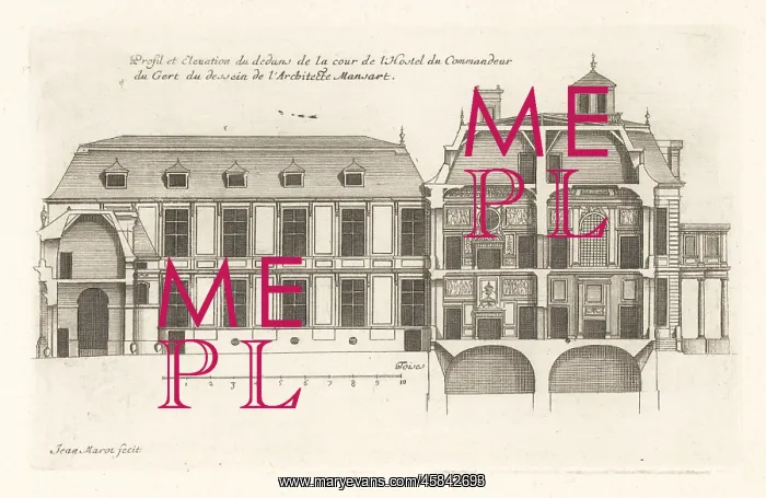 : Profile and elevation of the courtyard in the : Profile and elevation of the courtyard in the