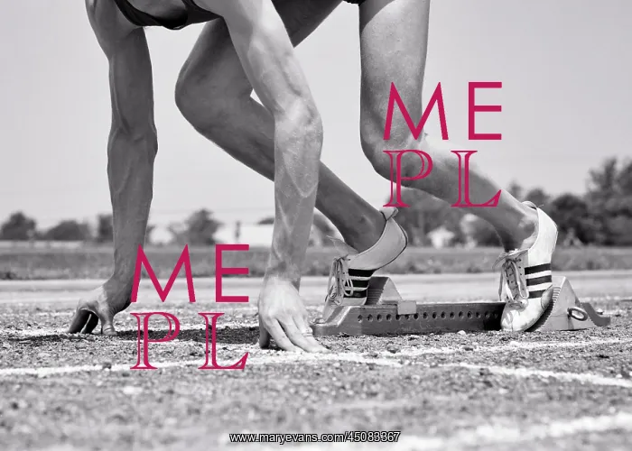 : Profile Man Athlete Track Runner in Starting Block : Profile Man Athlete Track Runner in Starting Block