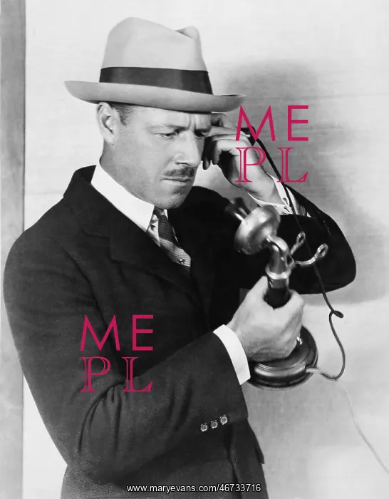: Profile of a man talking on the telephone : Profile of a man talking on the telephone