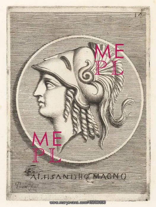 : Profile portrait of Alexander the Great in crested : Profile portrait of Alexander the Great in crested