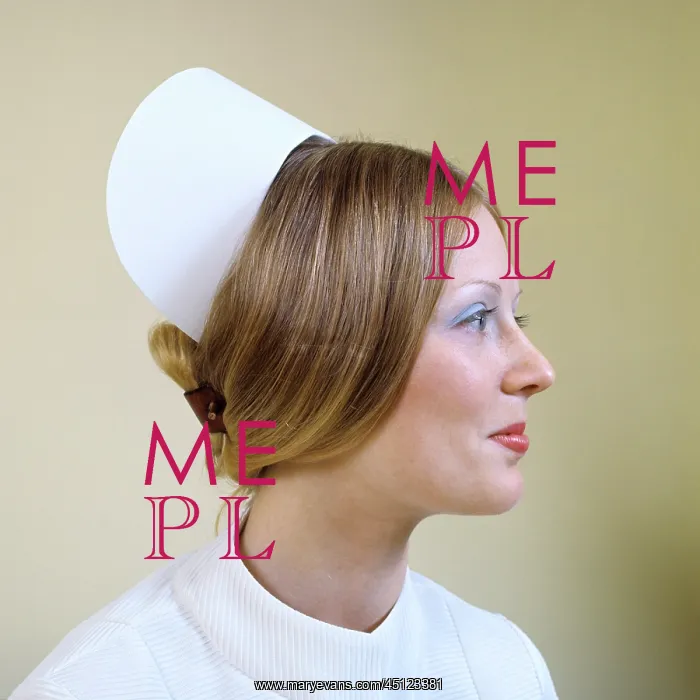 : Profile Portrait Registered Nurse Wearing Cap and : Profile Portrait Registered Nurse Wearing Cap and