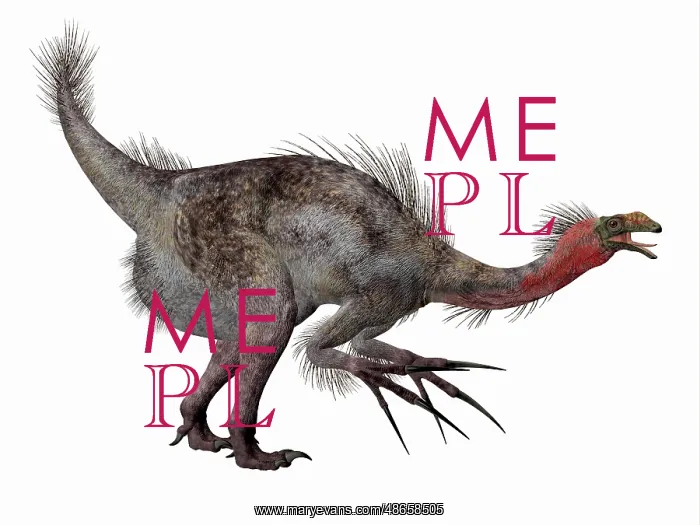 : Side profile of a Therizinosaurus dinosaur : Side profile of a Therizinosaurus dinosaur
