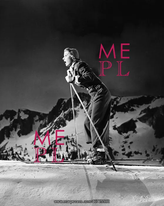 : Profile of a young woman skiing : Profile of a young woman skiing
