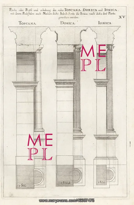 : Profiles of Tuscan, Doric and Ionic order columns : Profiles of Tuscan, Doric and Ionic order columns