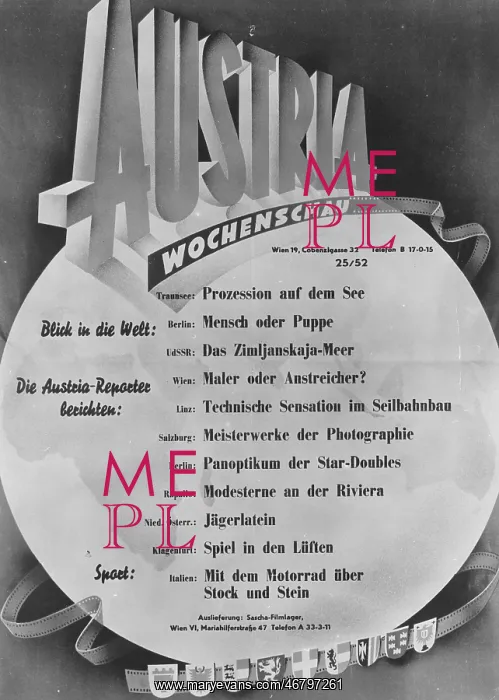 : Programme of > Austria Wochenschau < 1952 : Programme of > Austria Wochenschau < 1952