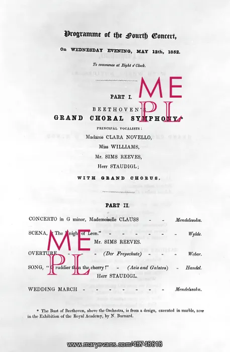: Programme for Beethoven's grand choral symphony, 1852 : Programme for Beethoven's grand choral symphony, 1852