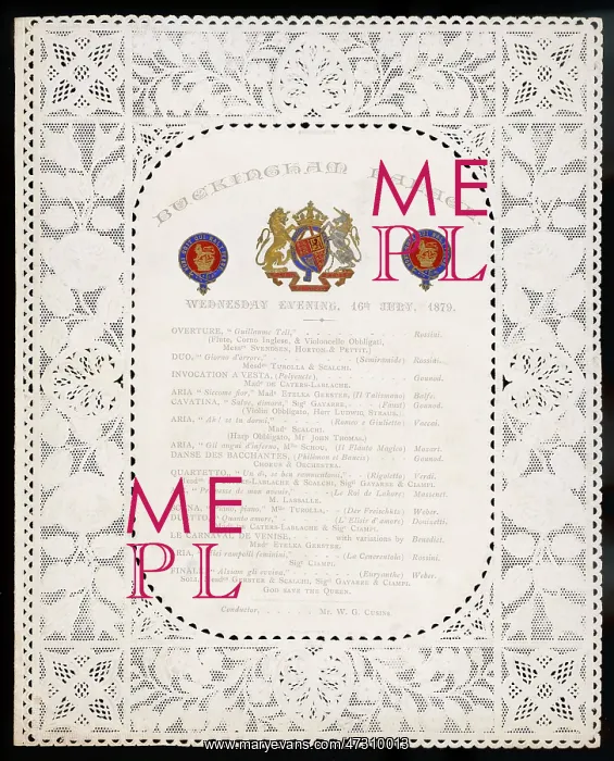: Programme for concert at Buckingham Palace : Programme for concert at Buckingham Palace