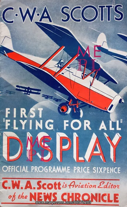 : Programme cover, C W A Scott's First Flying For All Display : Programme cover, C W A Scott's First Flying For All Display