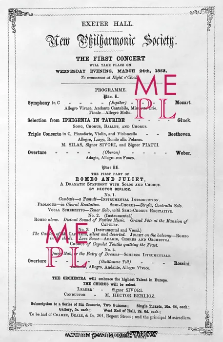 : Programme for Exeter Hall, London, 1852 : Programme for Exeter Hall, London, 1852