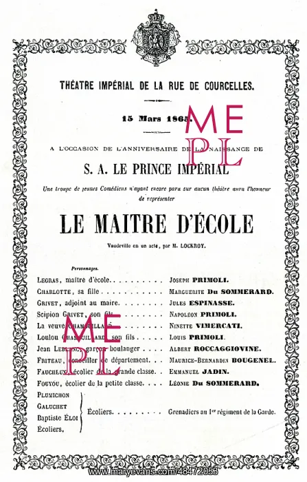 : Programme, Imperial Theatre, Rue de Courcelles, Paris : Programme, Imperial Theatre, Rue de Courcelles, Paris