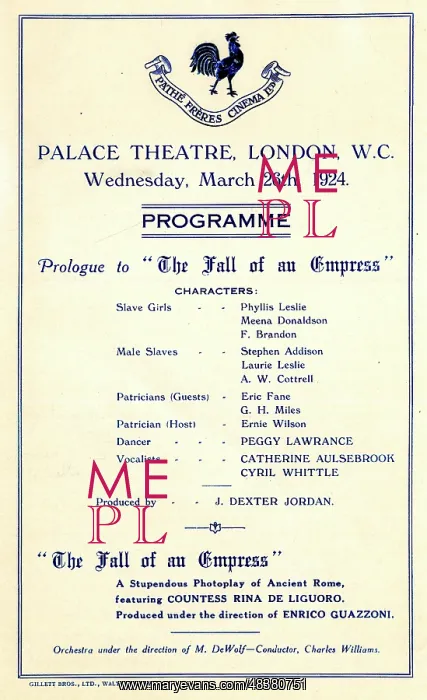 : Programme Palace Theatre, London, Messalina : Programme Palace Theatre, London, Messalina