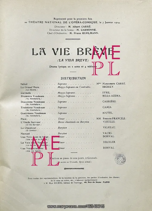 : Programme and repertoire of the first performance